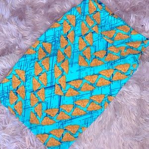 Blue and gold pencil skirt